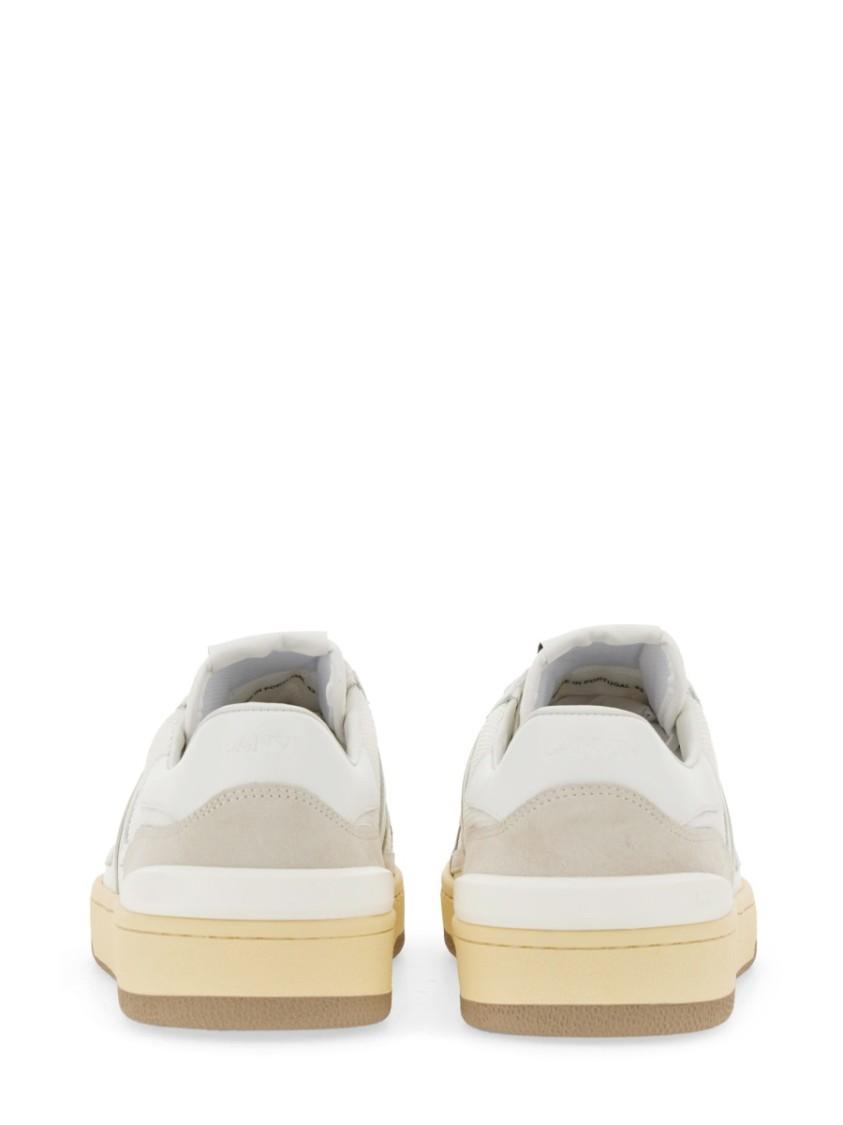 LANVIN Mesh And Leather Clay Sneakers With In White Product Image