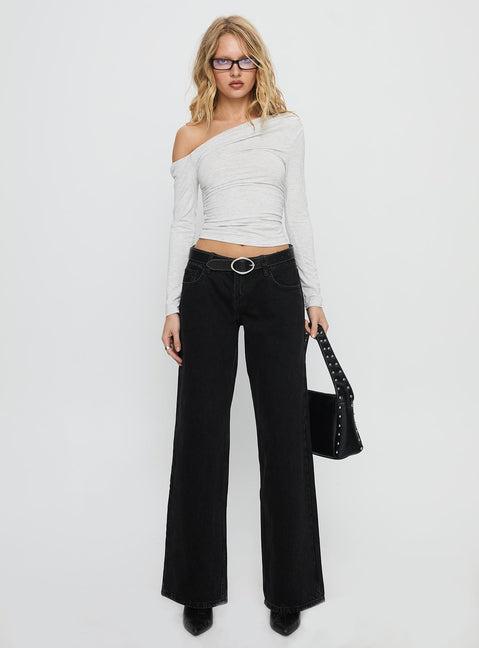 Ellanor Low Rise Straight Leg Jean Washed Black Product Image