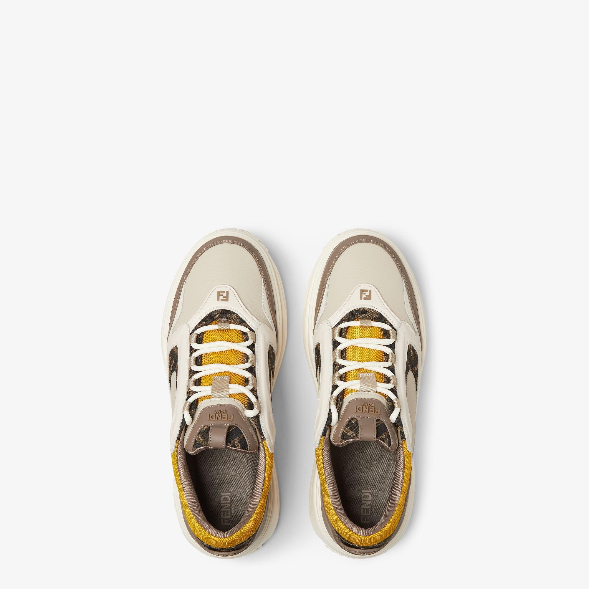 Fendi Force sneakersWhite, brown and yellow leather low-tops Product Image