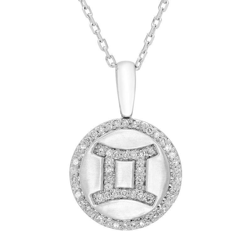 It's Personal Sterling Silver 1/6 Carat T.W. Diamond Zodiac Sign Necklace, Women's, Size: 16-18" ADJ, Cancer Product Image
