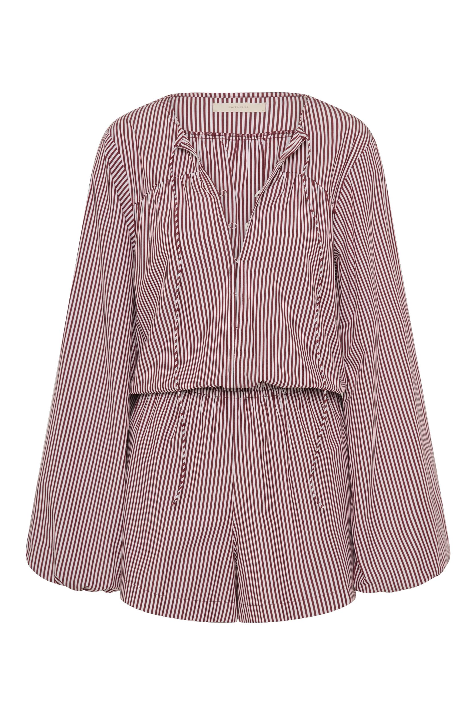 Janne Midi Dress Maia Stripe Burgundy - Final Sale Product Image