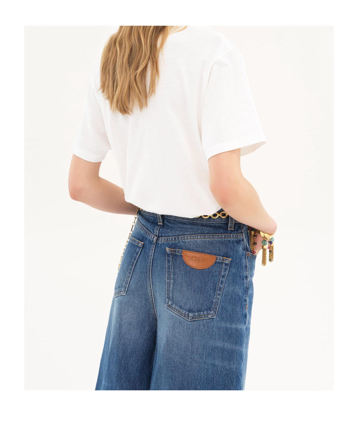 CHLOÉ White Crewneck T-shirt With Logo Print On The Front In Cotton Woman Product Image