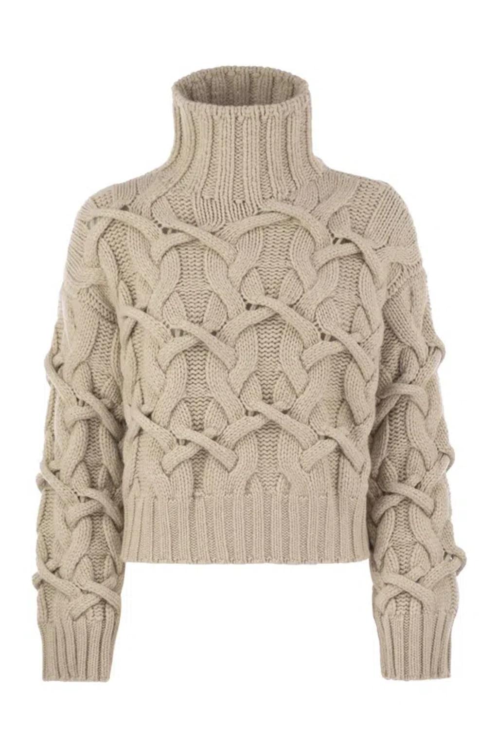 BRUNELLO CUCINELLI Braided Sweater Sweaters And Cardigans Beige In Neutral Product Image