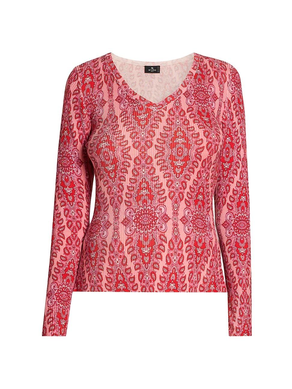 Womens Medallion V-Neck Top Product Image