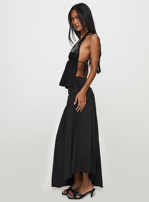 Gezabele Asymmetrical Maxi Skirt Black Product Image
