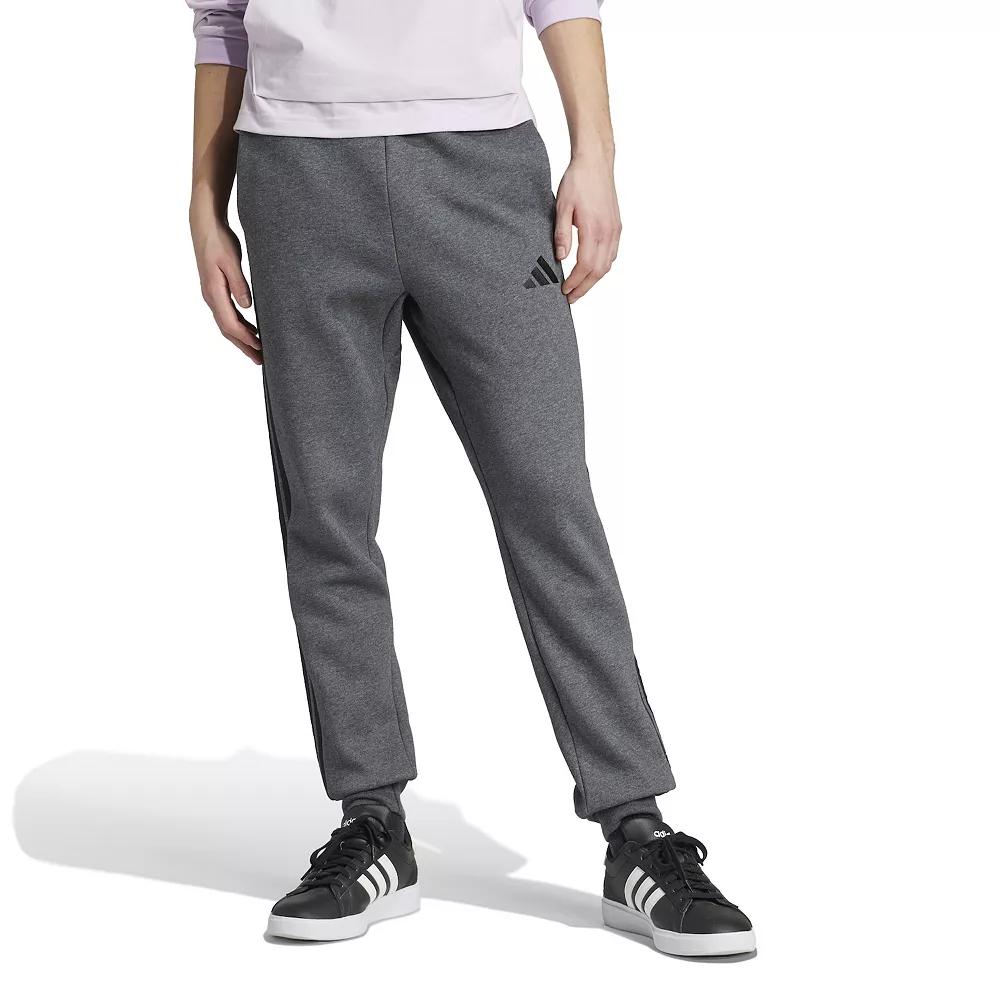 Men's adidas Essentials 3-Stripes Fleece Sportswear Sweatpants, Size: Large, Dark Grey Grey Product Image