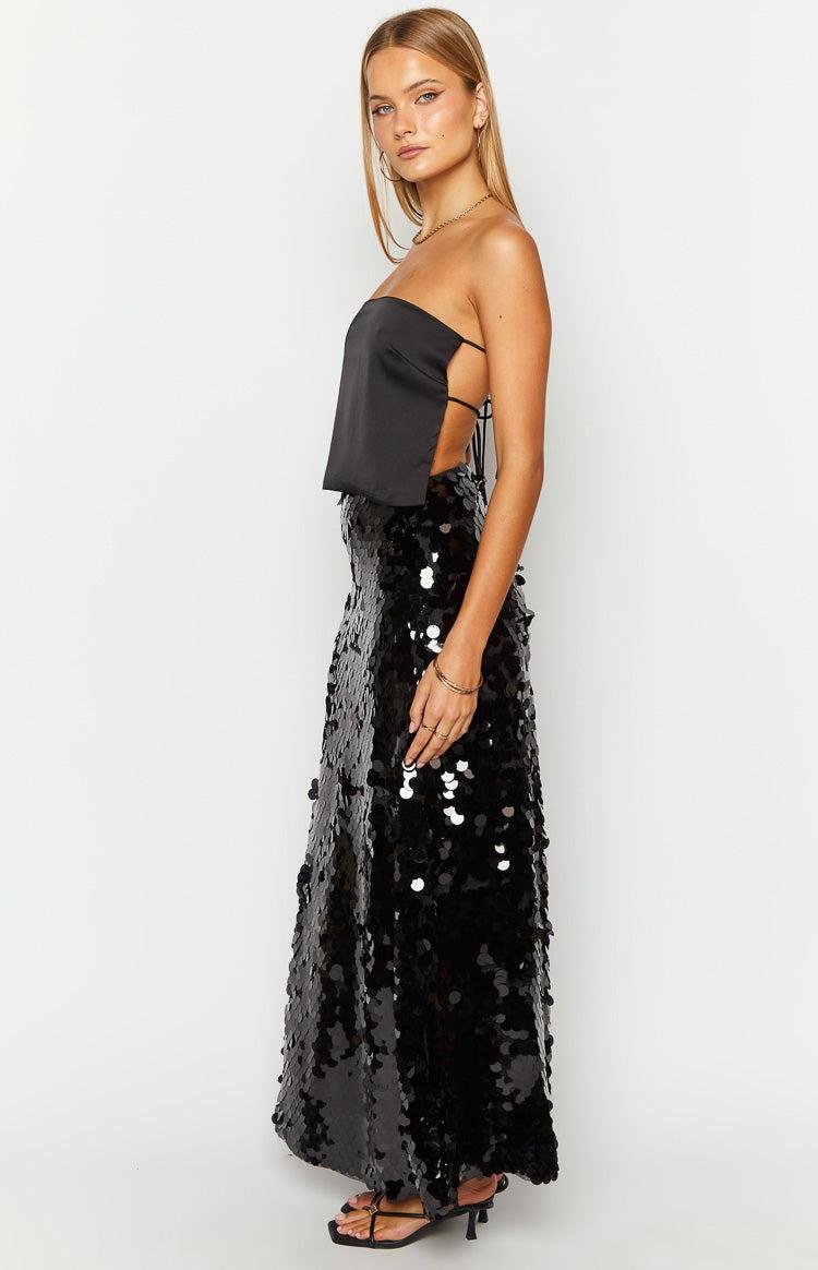 Genevieve Black Sequin Maxi Skirt Product Image