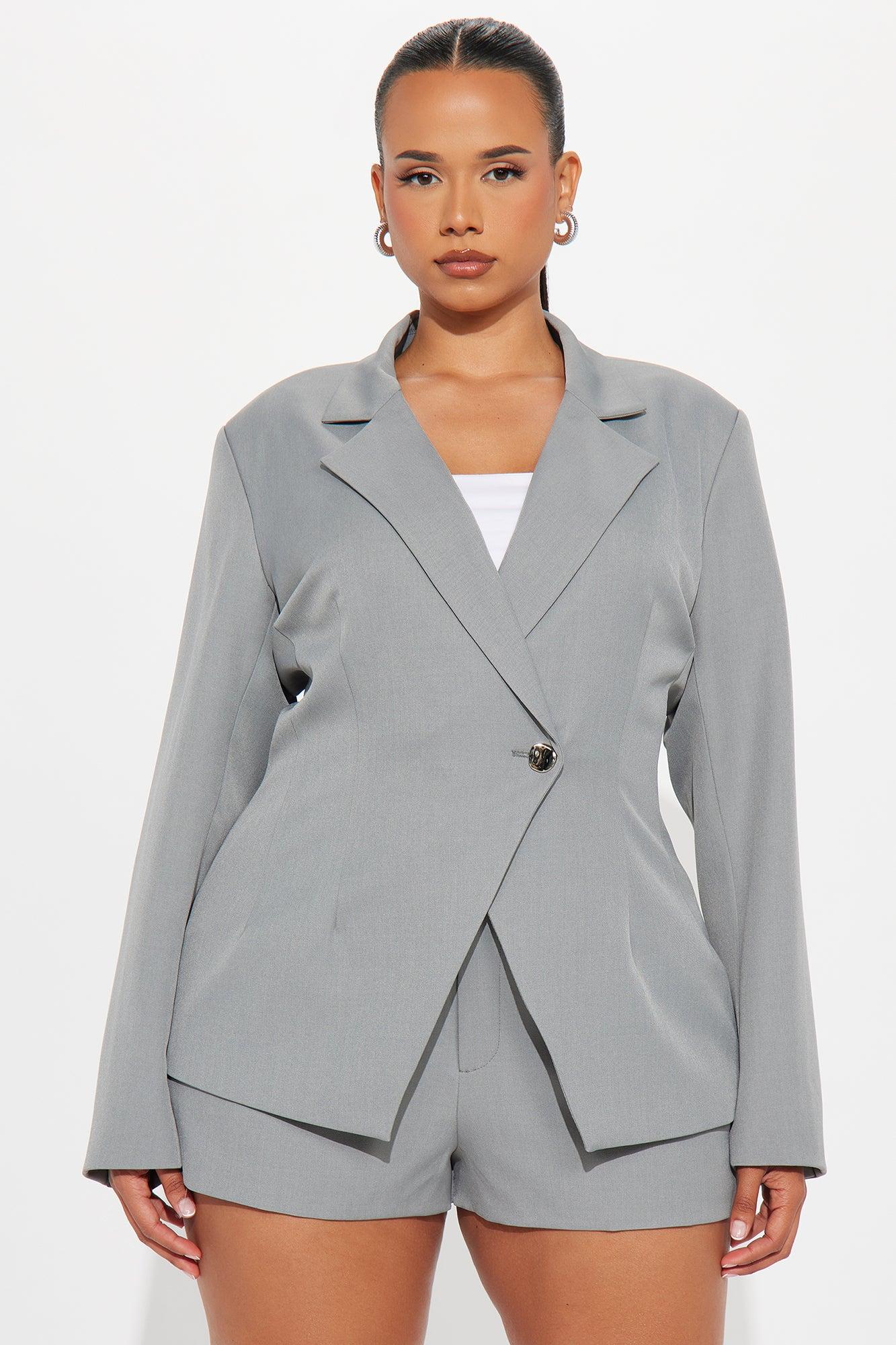 Yasmin Hourglass Blazer - Grey Product Image