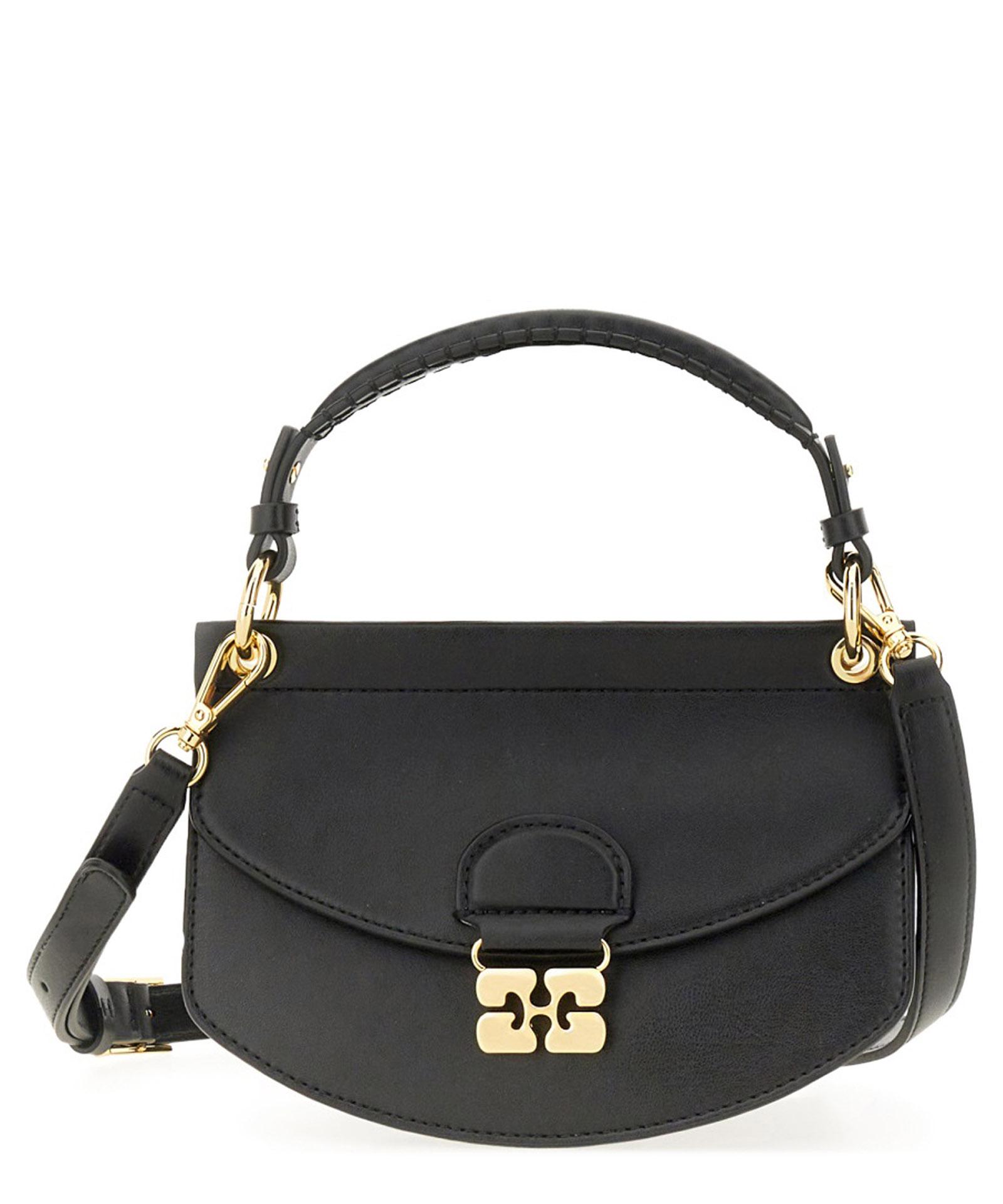 GANNI Womens Black Apo-g Mini Leather-blend Top-handle Bag Product Image