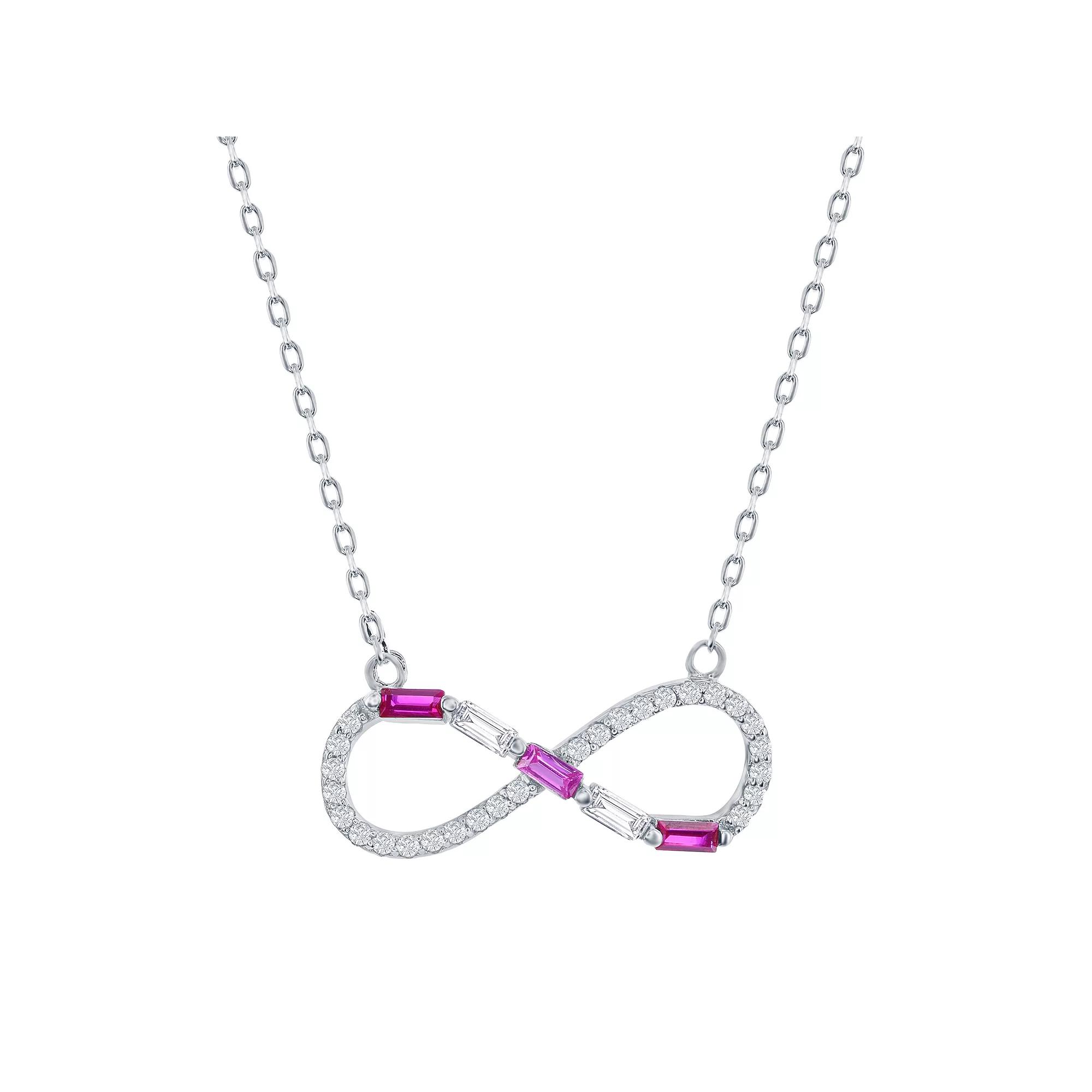 Argento Bella Sterling Silver Gemstone & Cubic Zirconia Infinity Pendant Necklace, Women's,  Product Image