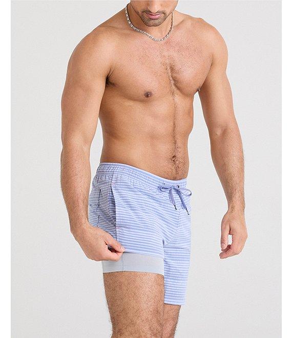 SAXX Oh Bou 2N1 7#double; Striped Volley Swim Shorts Product Image