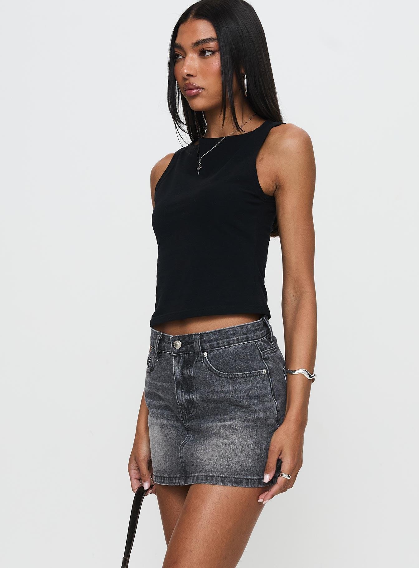 Paulette Denim Mini Skirt Grey Wash Product Image