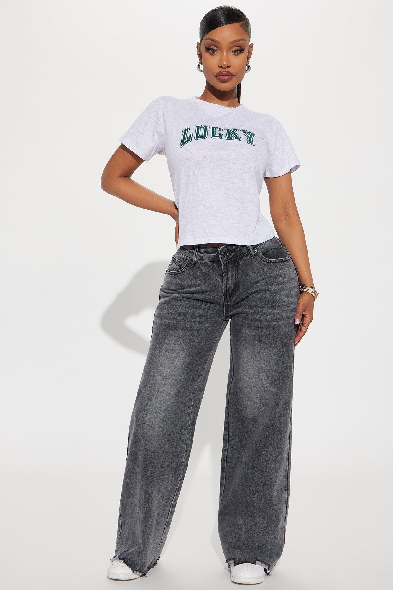 Shay Non Stretch Destructed Wide Leg Jeans - Black Wash Product Image