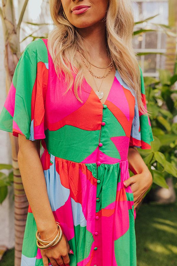 Sailboat Soiree Color Block Maxi in Hot Pink Product Image