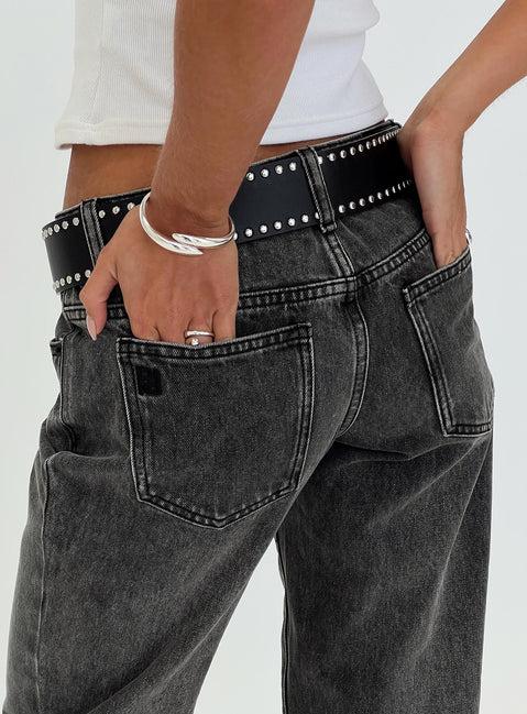 Better Half Low Rise Straight Leg Jeans Charcoal Product Image