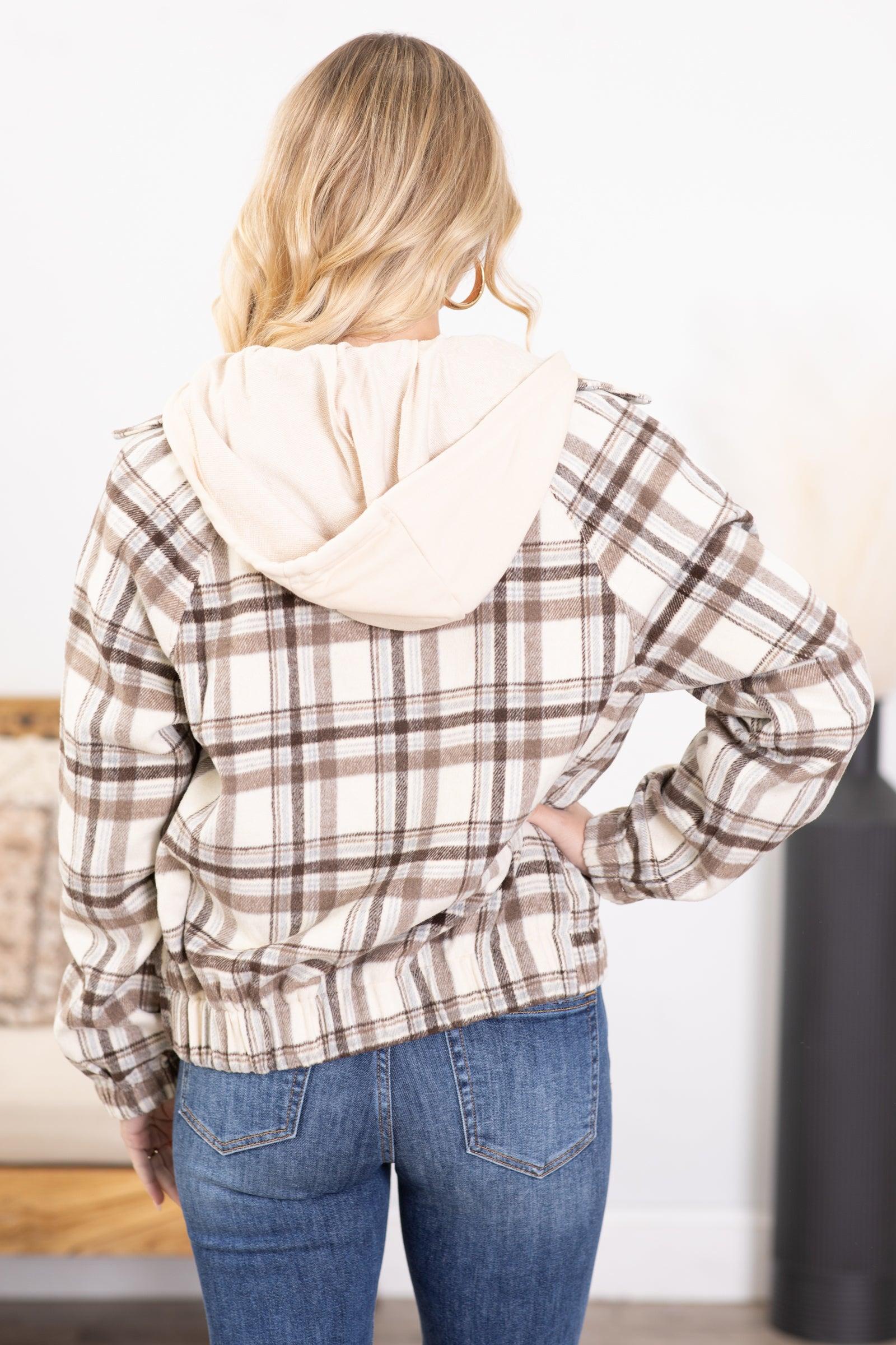 Hooded Full Zip Plaid Jacket Product Image