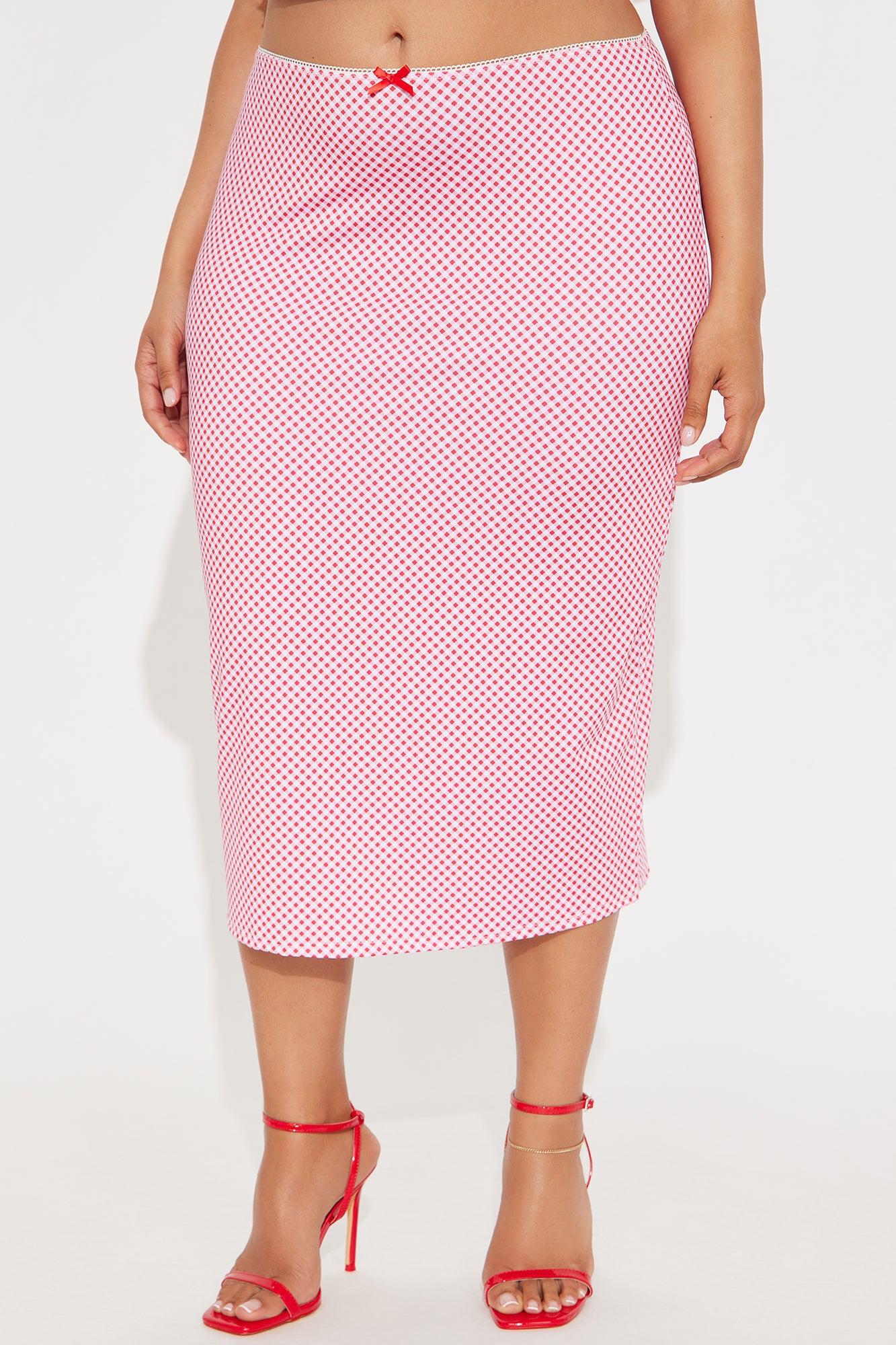Cherie Gingham Midi Skirt - Red Product Image