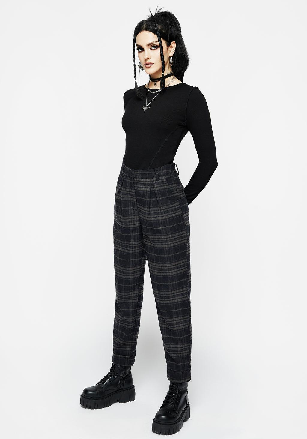 Reckless Distressed Check Trousers Product Image