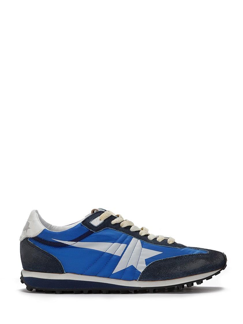 GOLDEN GOOSE Deluxe Brand Running Marathon Nylon Upper Suede Sneakers In Blue Product Image