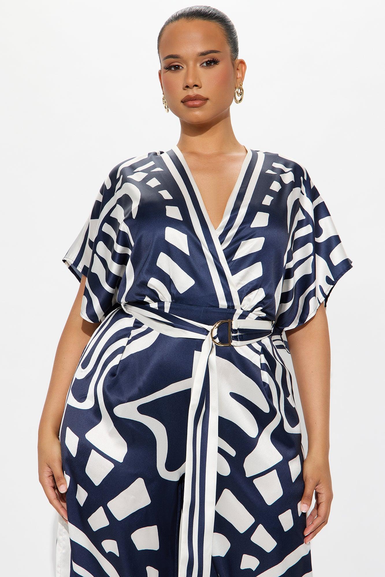 Solora Satin Jumpsuit - Navy/combo Female Product Image