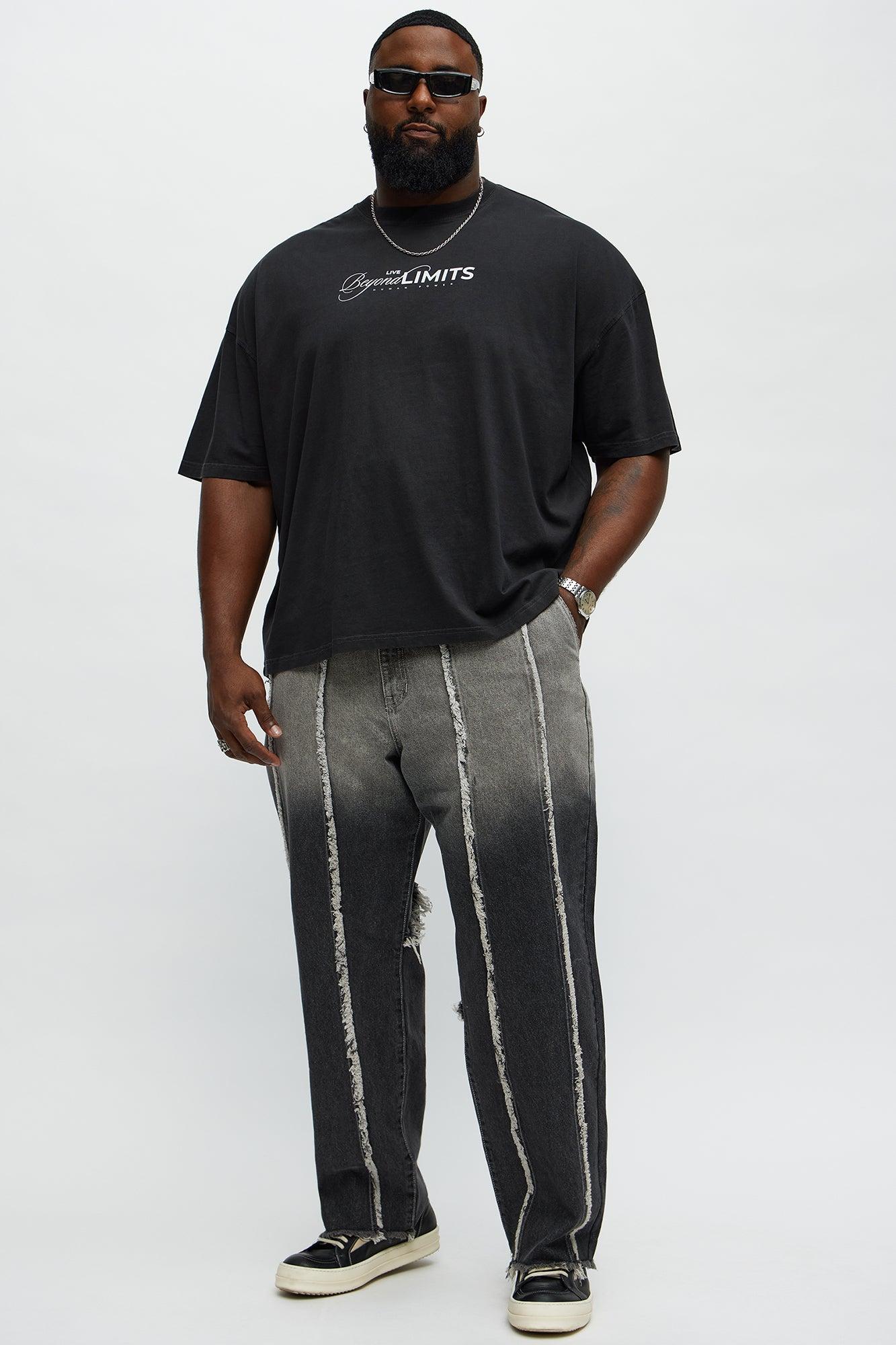 Im Faded Frayed Straight Jeans - Black Wash Product Image