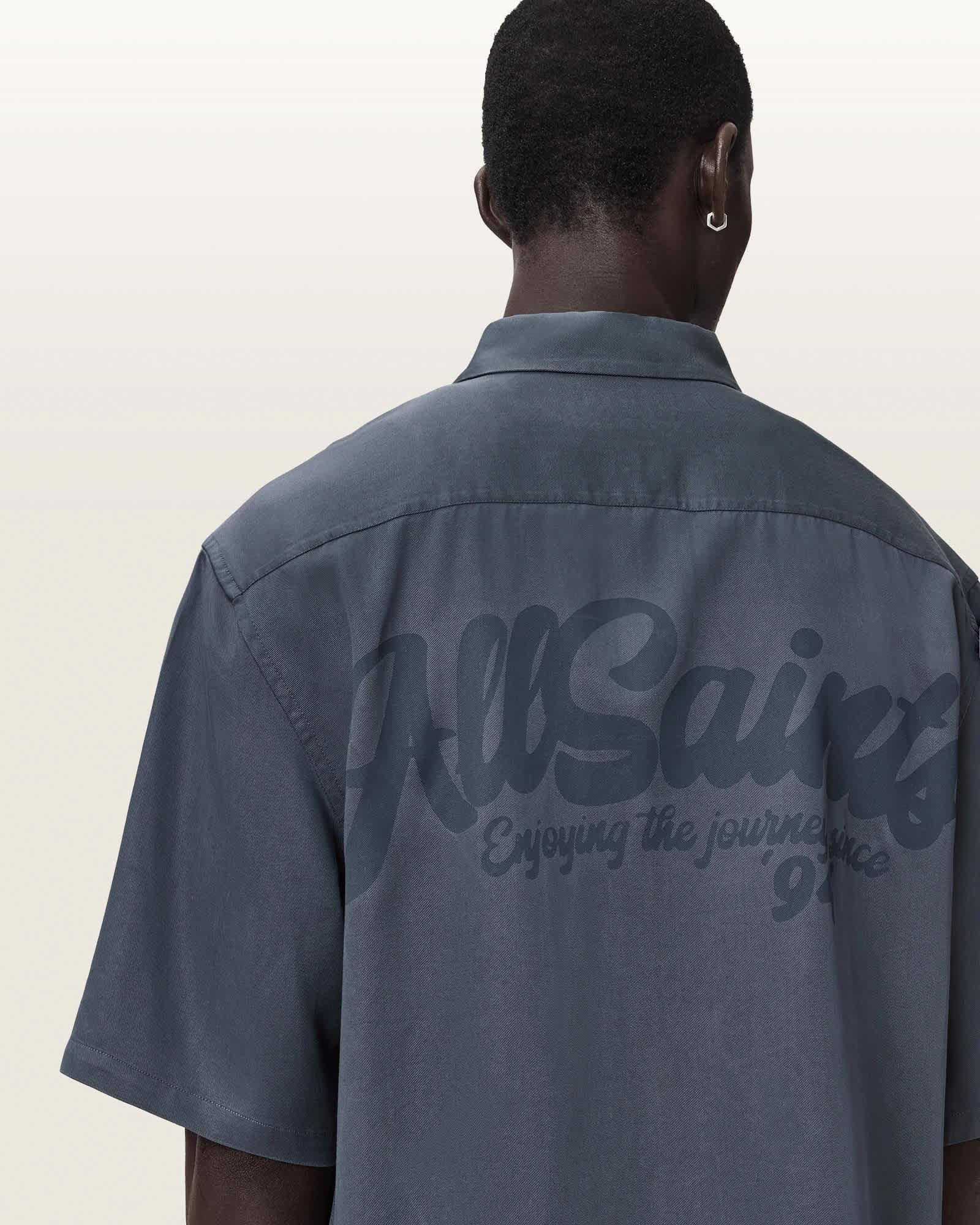 Circe Oversized Short Sleeve Shirt MOONSTONE BLUE | ALLSAINTS US Product Image