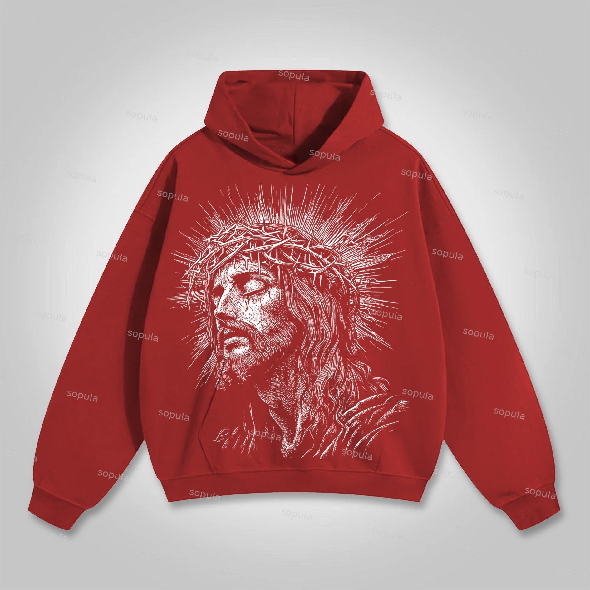 Sopula Vintage I Fear God Jesus Graphic Print Hoodie Product Image