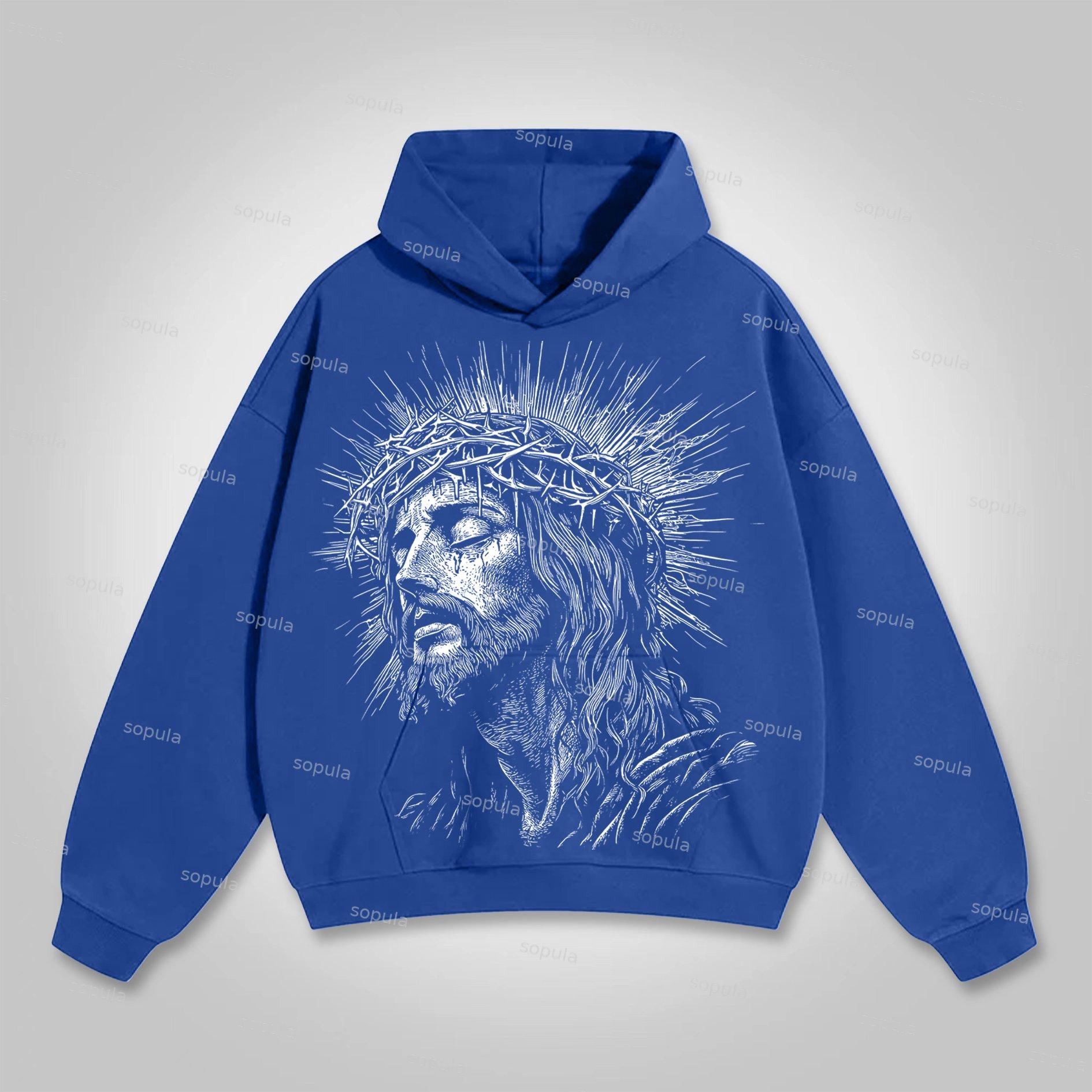 Sopula Vintage I Fear God Jesus Graphic Print Hoodie Product Image