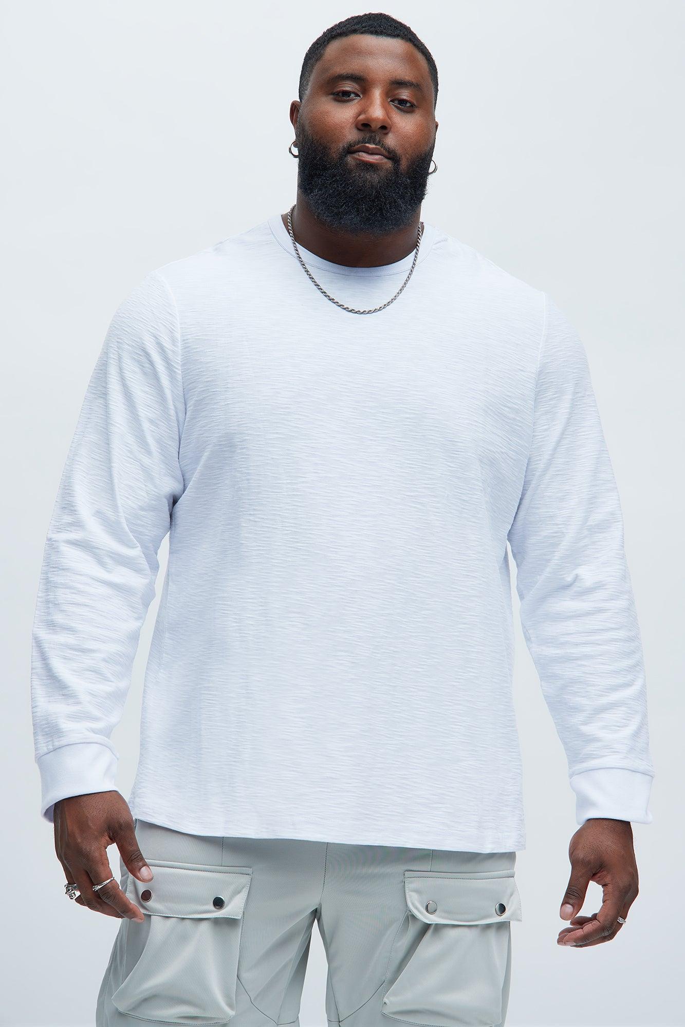 Asher Slub Texture Long Sleeve Tee - White Product Image
