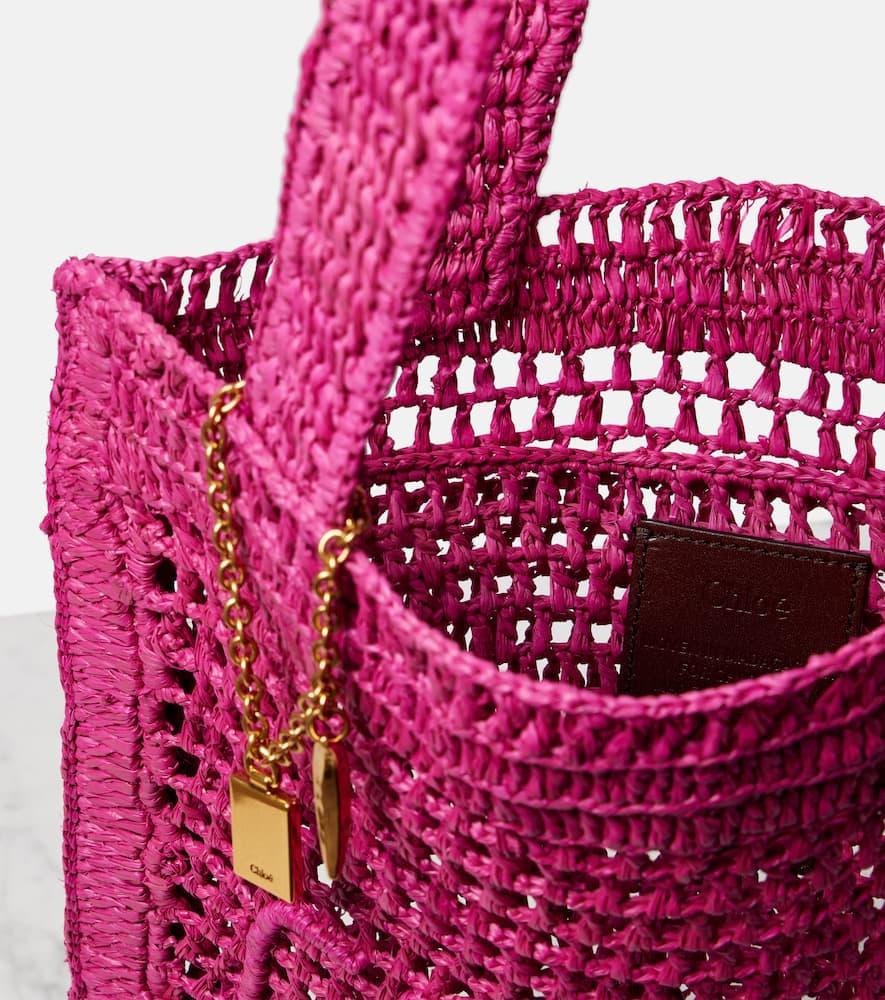 CHLOÉ Chloe Women Fuchsia Raffia Estate Banana Shopping Bag In Fuchsiarose Product Image