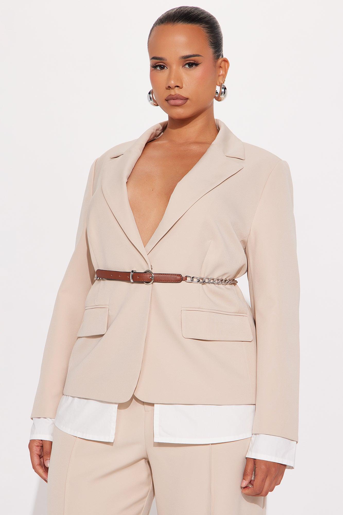 Making Moves Office Pant Set - Beige Female Product Image