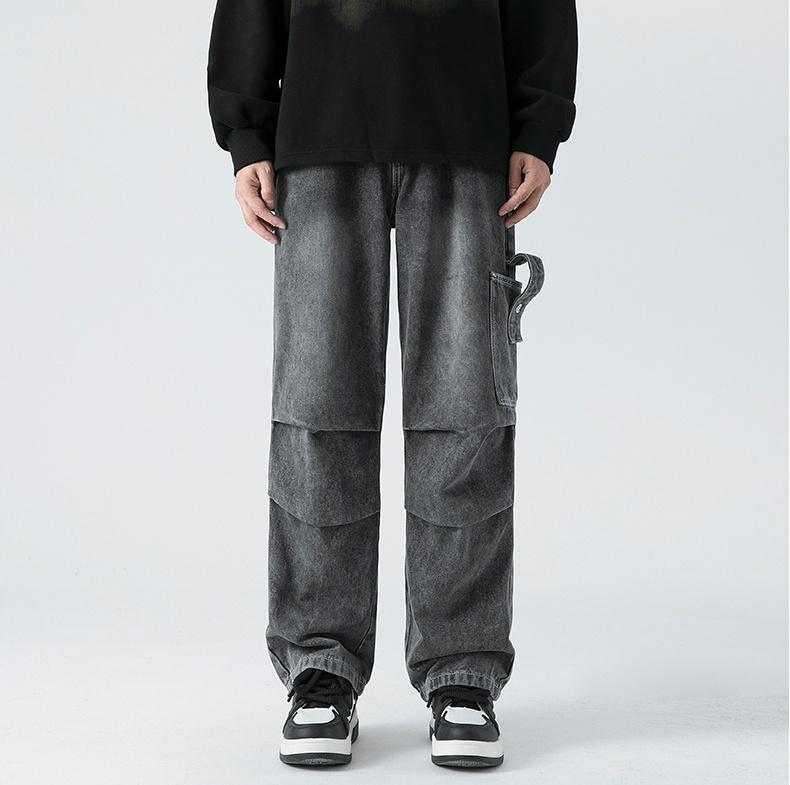 Sopula Men's Mud Yellow Washed Retro Street Work Jeans Product Image