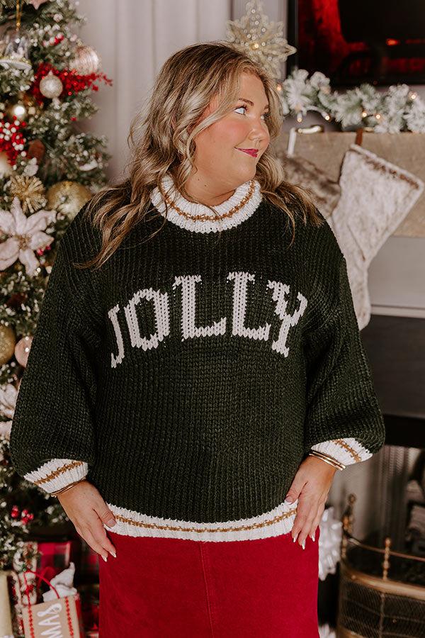 Holiday Vibes Knit Sweater in Jolly Hunter Green Curves Product Image