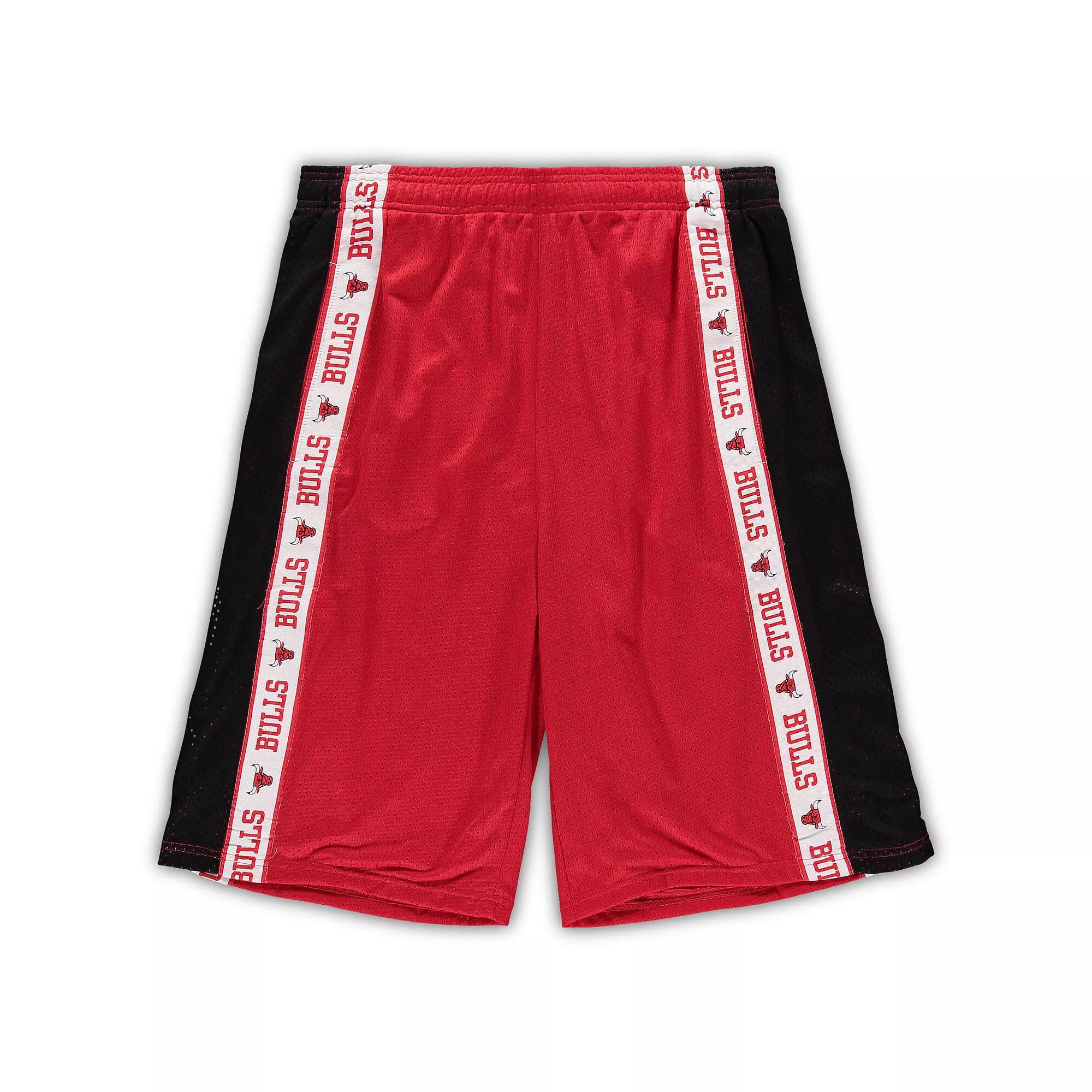 Men's Fanatics Branded Red/Black Chicago Bulls Big & Tall Tape Mesh Shorts, Size: XLT Product Image