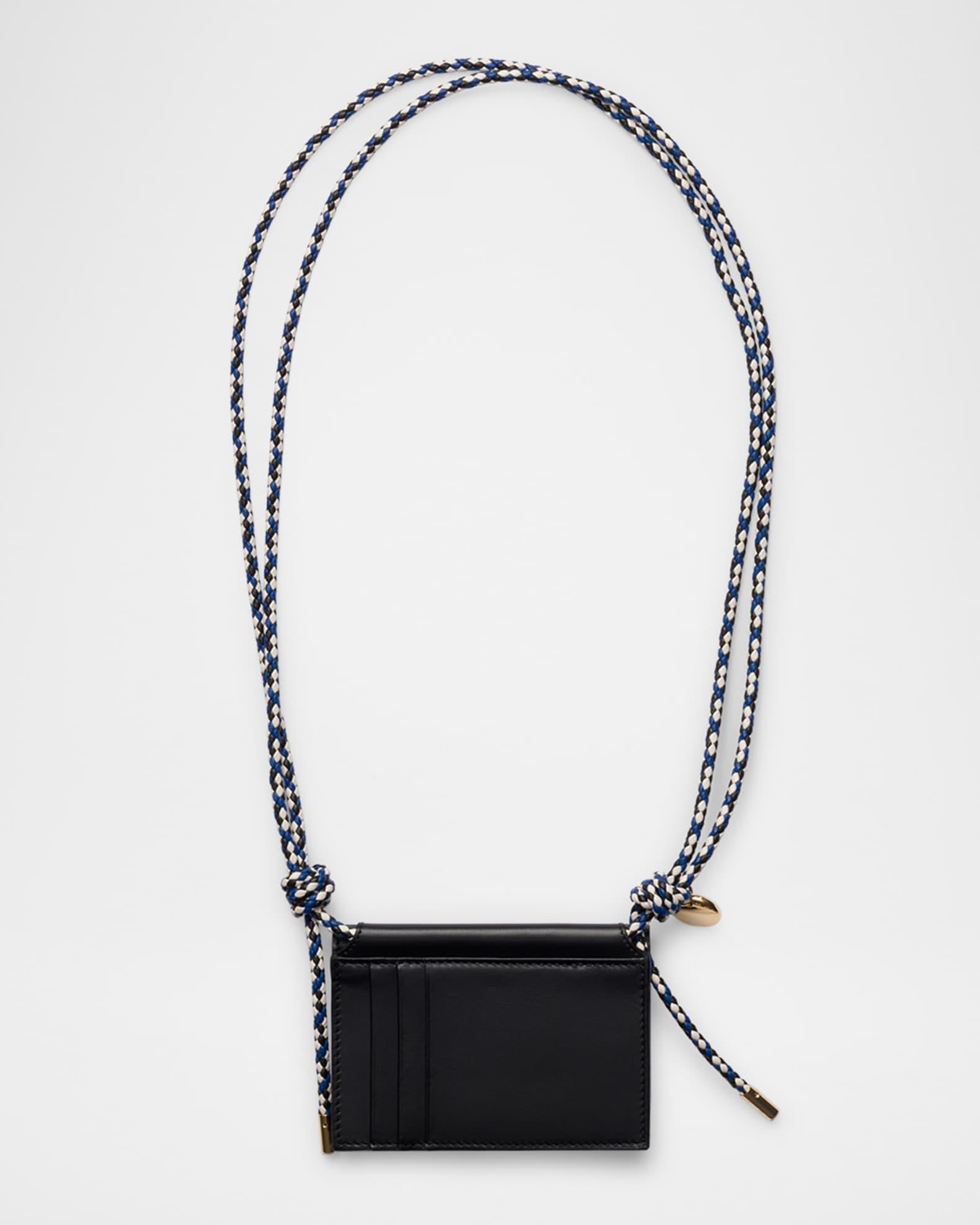 Leather Card Holder with Braided Shoulder Strap Product Image