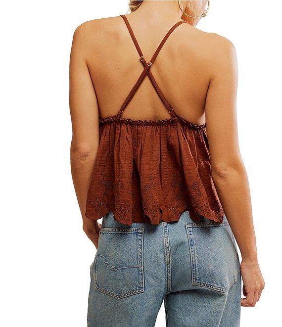 Free People Sunny Days Embroidered Plunge V-Neck Sleeveless Cami Product Image