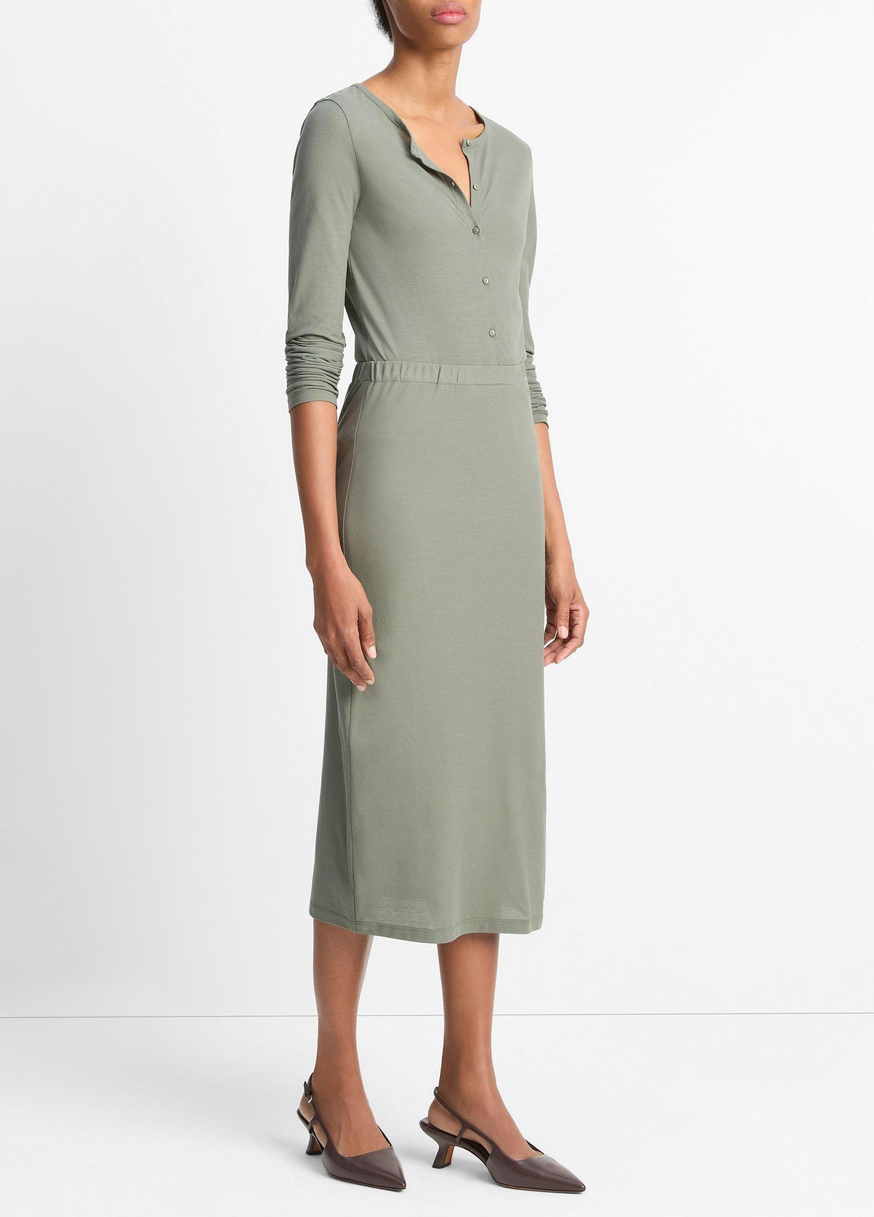 Cotton Crepe Jersey Midi Skirt Product Image