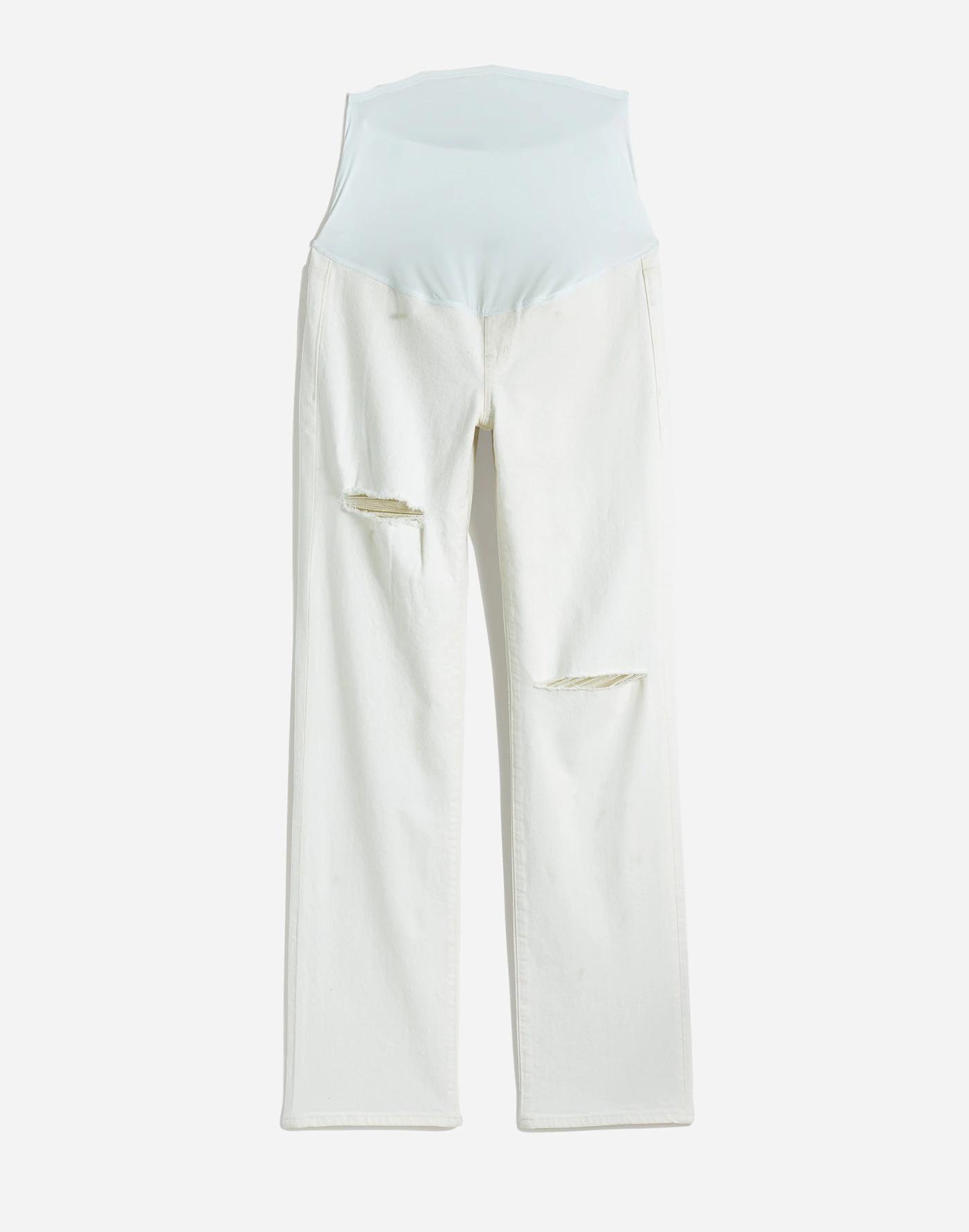 The Petite Maternity Over-the-Belly '90s Straight Jean in Tile White Product Image