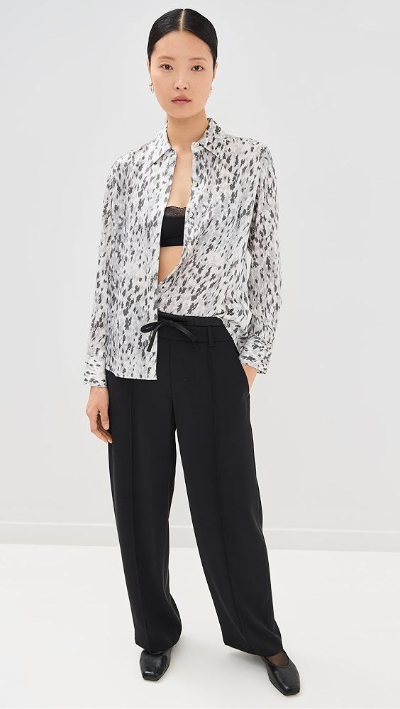 Vince Abstract Onyx Slim Fit Satin Shirt | Shopbop Product Image
