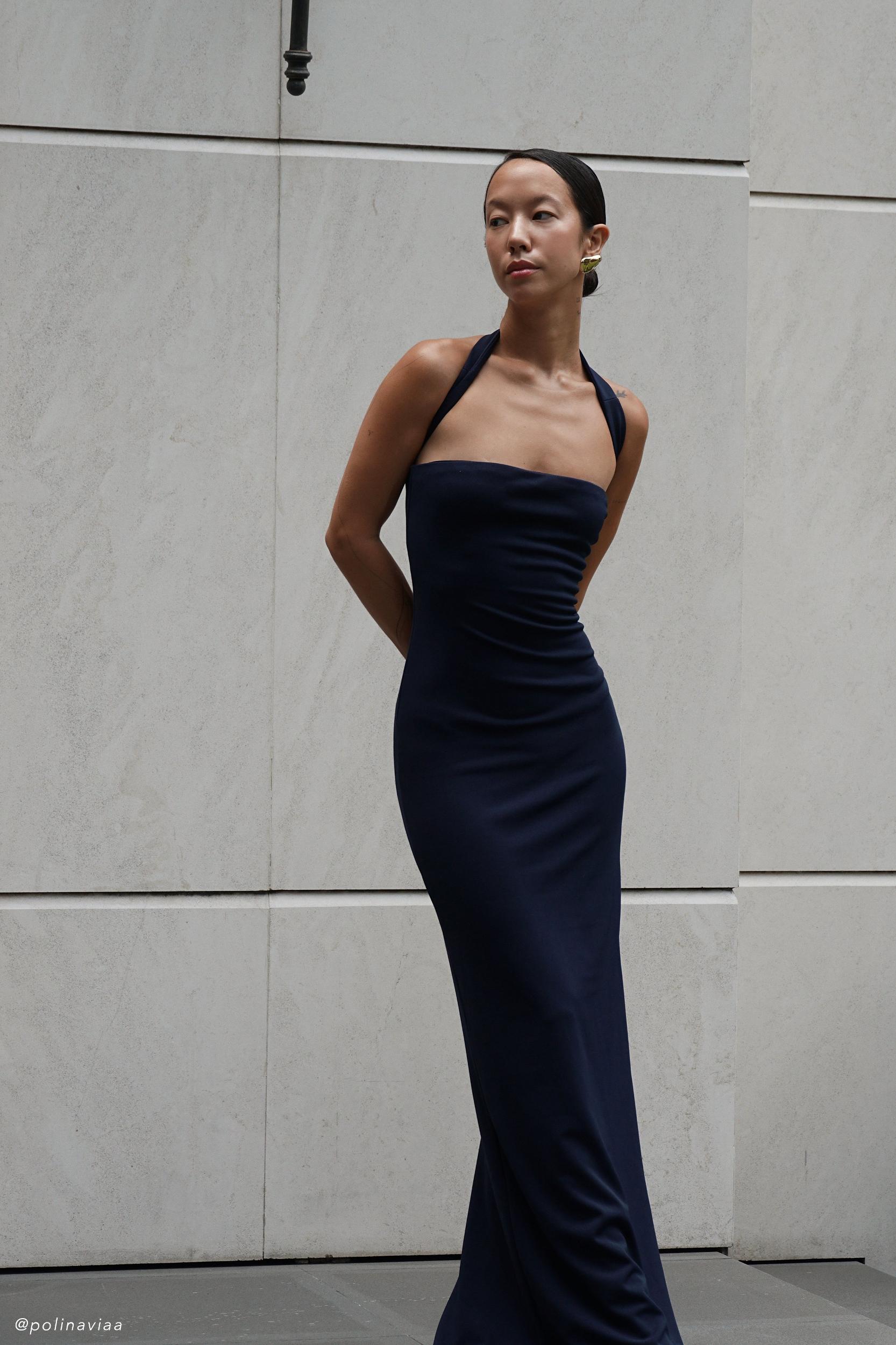 Velma Halter Collar Maxi Dress - Dark Navy Product Image