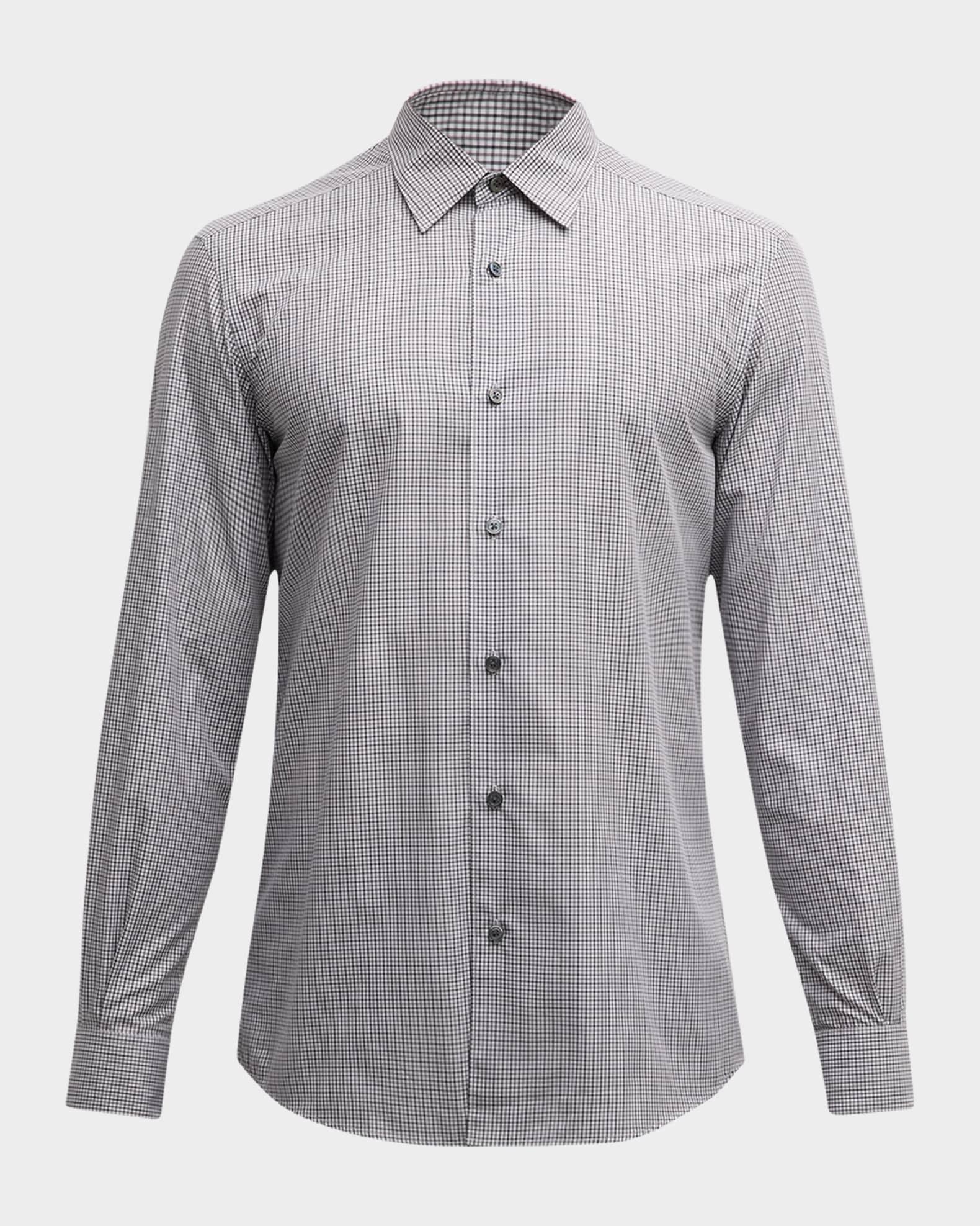 Men's Centoquaranta Micro-Check Cotton Sport Shirt Product Image
