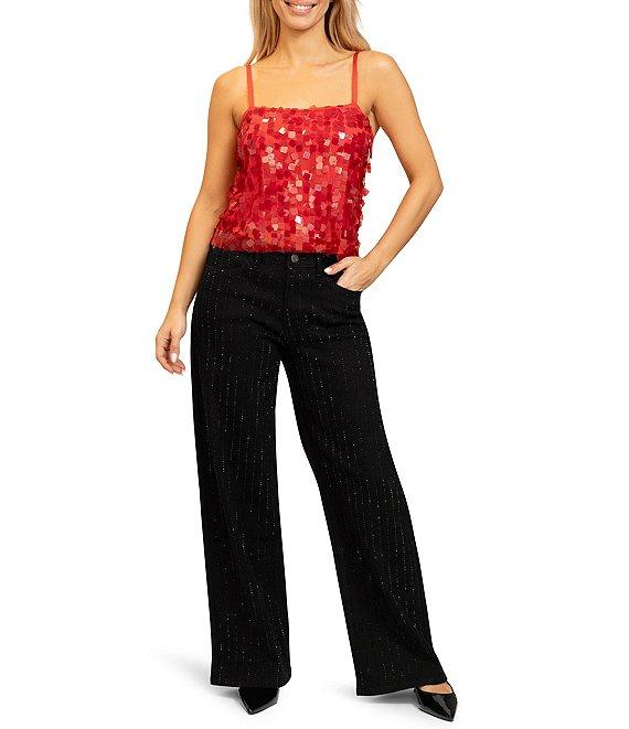 Stevie by Steve Madden Square Neck Spaghetti Strap Sequin Paillette Cami Top Product Image