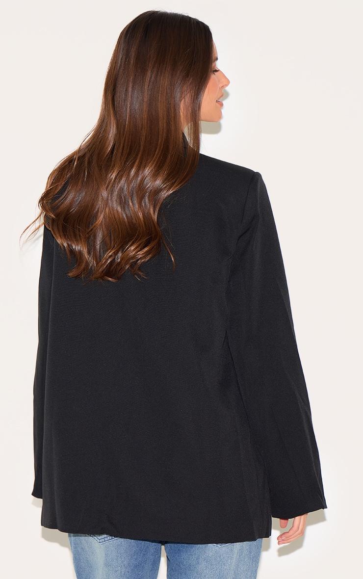 Black Oversized Drapey Button Detail Blazer Product Image