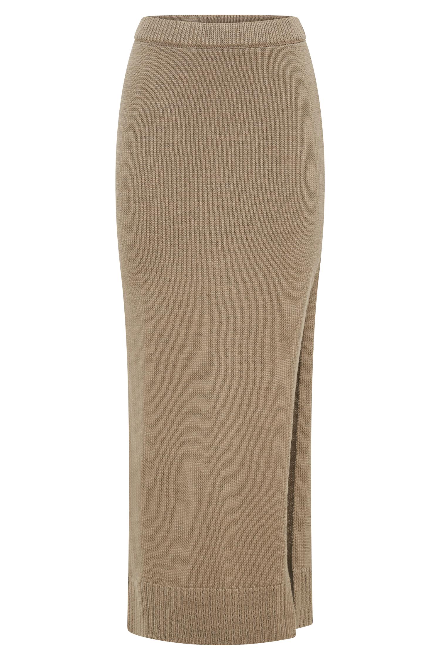 Brittany Knit Midi Skirt - Taupe Product Image