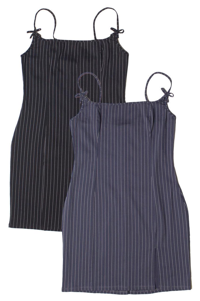 Pinstripe Bow Mini Dress Product Image