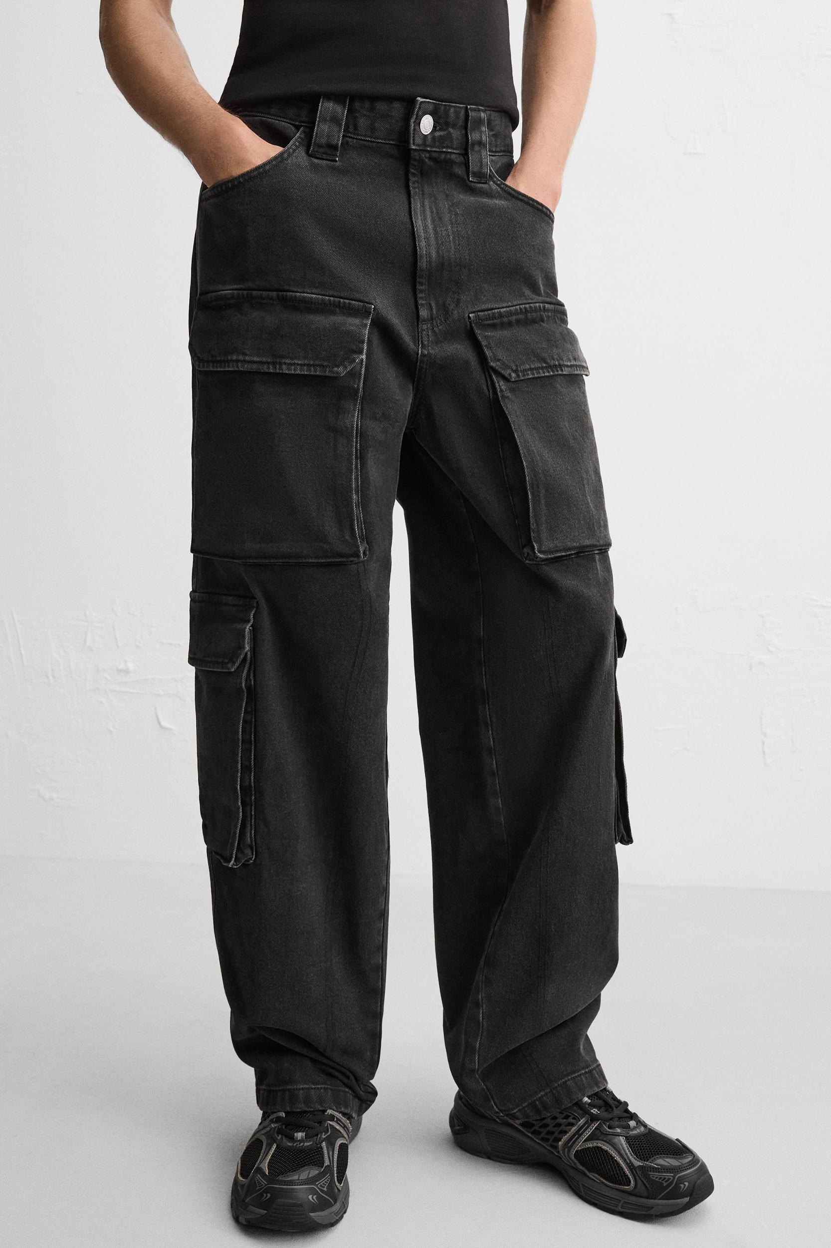POCKET DENIM CARGO PANTS Product Image