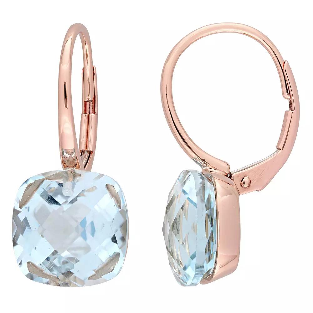 Stella Grace 14k Rose Gold Sky Blue Topaz Leverback Earrings, Women's Product Image