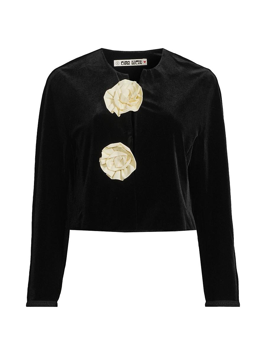 Womens Javiera Rosette Velvet Jacket Product Image
