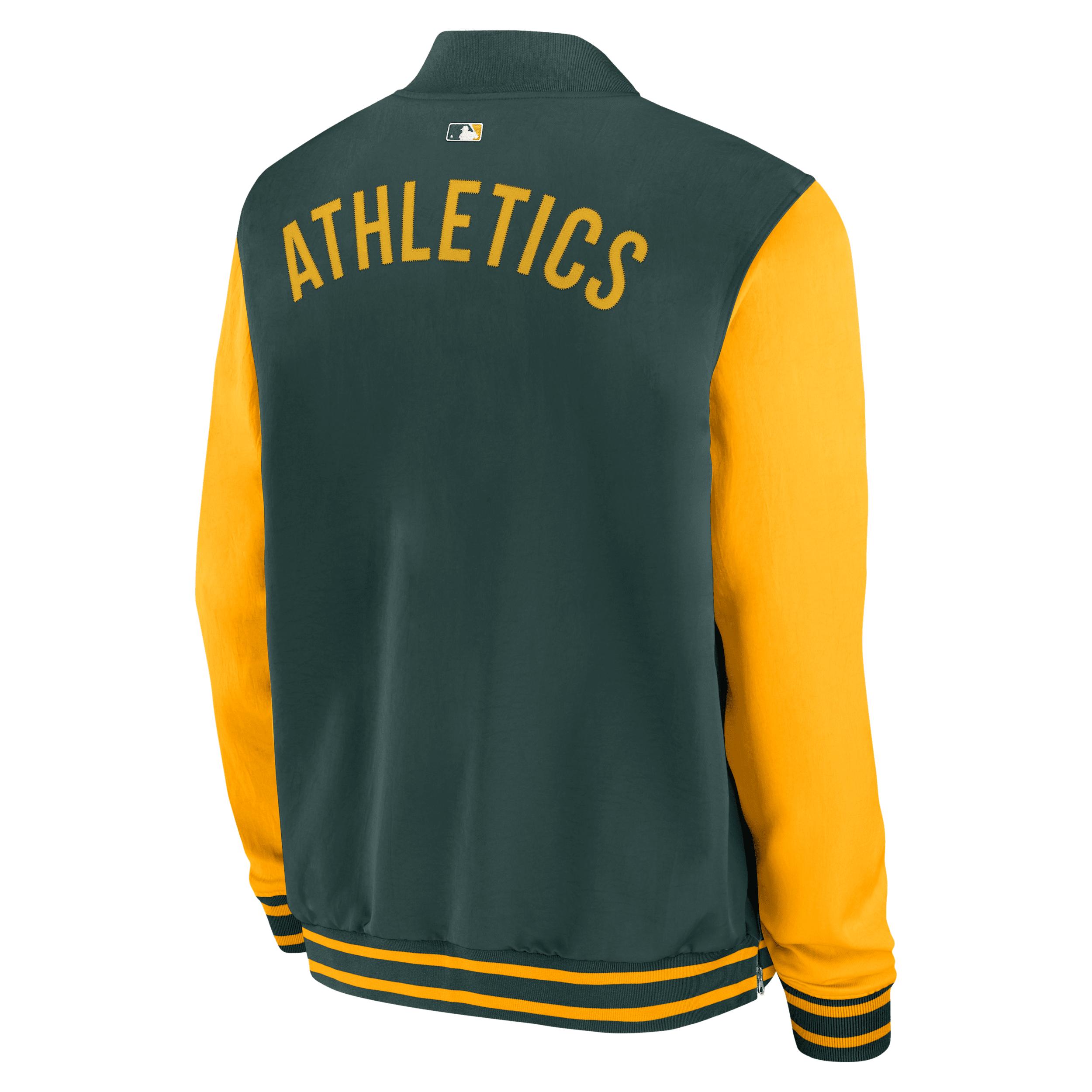 Athletics Authentic Collection Dugout Nike Mens MLB Full-Zip Bomber Jacket | 02F30C7GFZ-TZ7 Product Image