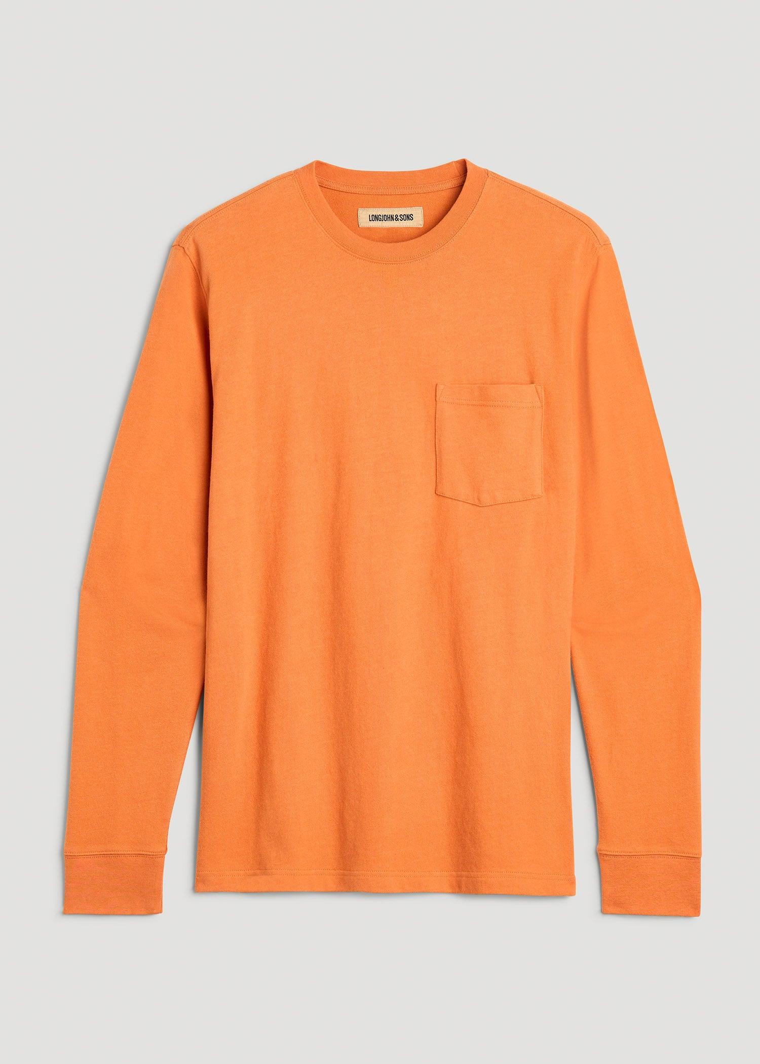 LJ&S Long Sleeve Workwear Pocket Tee for Tall Men in Marmalade Male Product Image